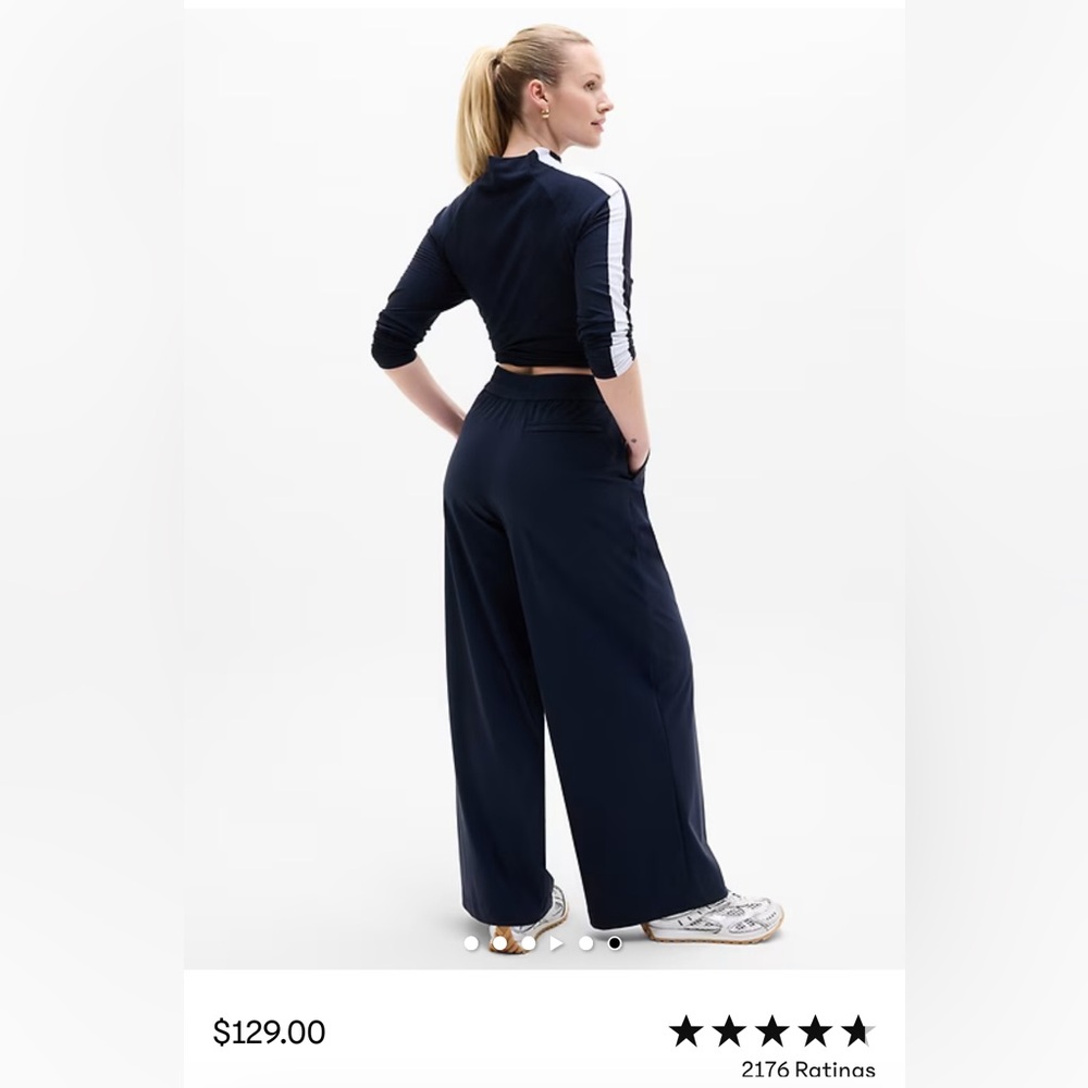 Athleta Pinnacle Women's Navy Wide-Leg Pants Size 4 Tall - Picture 8 of 11